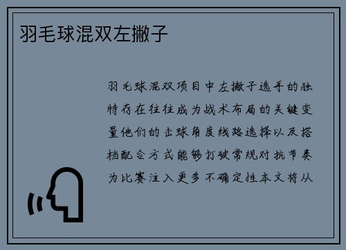 羽毛球混双左撇子